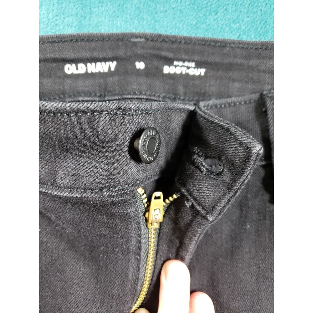 Old Navy Jeans Size 10 Womens Black Stretch Pants Denim Mid Rise Bootcut - Picture 5 of 12